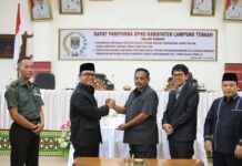 Wakil Bupati Ardito Wijaya Hadiri Rapat Paripurna DPRD Lamteng Mengenai RPJPD tahun 2025-2045