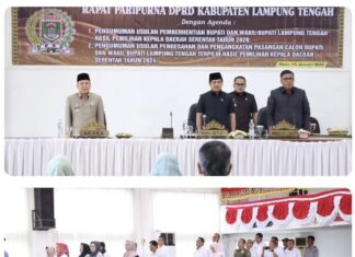 DPRD Gelar Rapat Paripurna Pengumuman Usulan Pemberhentian Bupati dan Wakil Bupati Pilkada 2020 Serta Pengumuman Hasil Terpilih Pilkada 2024 Bupati dan Wakil Bupati Lampung Tengah